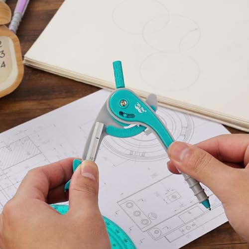 Mr. Pen- Geometry Compass and Protractor Set, 6 Inch Compass - color: Green, size: 1 Set