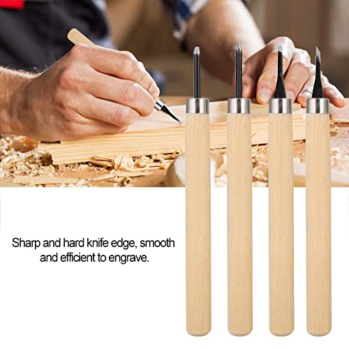 4Pcs Wood Carving Knife Set - Manual Sharpener, Wood Engraving & Rubber Stamp Pattern Carving Tools for Craft Projects (#1) - color: #1