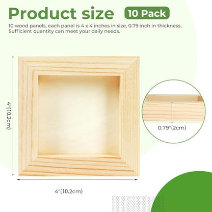 FSWCCK 10 Pack 4 x 4 inch Wood Panel Boards, Unfinished Wood Canvas Panels for Crafts, Painting Canvas, DIY Art Projects, Pouring, Arts Use with Oils, Acrylics - size: 4"X 4" 10 Pack