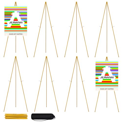JEAWIWI 8 Pcs Lightweight Easel Stand, 66 Inch, Gold, with Portable Bags - color: Gold, size: 8 PCS