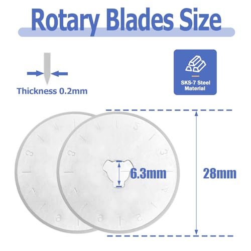 Mesee 10 Pieces Rotary Cutter Blade Set 28mm Rotary Blades Replacement Refill Round Cutting Blades Quilting Tool Accessory for Scrapbooking Sewing Fabric Paper Arts Crafts