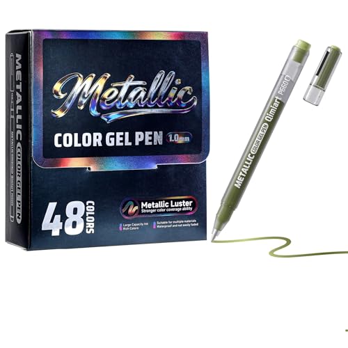 Ddaowanx 48Colors Acrylic Paint Metallic Gel Pens Set,Colored Glitter Pens | 1.0mm Medium Point,Waterproof & Fade-Resistant for Nail Art,Glass,Wood,Stone,DIY Crafts,Drawing-Art Supplies Gift Set - color: 48 Metallic Color