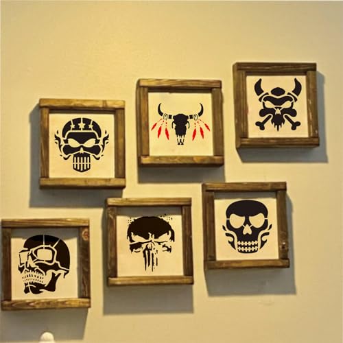 Small Stencils for Painting on Wood Burning Reusable, 3 Inch Reusable Stencil for Craft Ornament Paint Template Stencils for Wall Card Rock Wood Signs Coasters Canvas Home Decor (Skull) - style: Skull