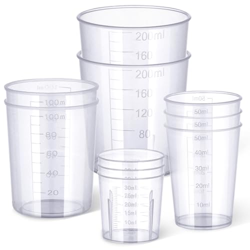 Gartful Epoxy Measuring Cups Kit - 10 Pack, 30/50/100/200ml Mixing Cups for Epoxy Resin Crafts, Liquid Measuring, Resin Mixing, Paint Pouring, Slime Making - size: 30/50/100/200ml