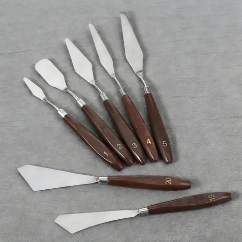 7Pcs Spatula Palette Knife Painting Knife Set Stainless Steel Drawing Scraper Painting Knives Pallet Knives Painting Accessories for oil, Canvas, Acrylic Painting