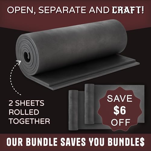 The Foamory 2-Pack Black EVA Foam Sheet - 8mm Thick 14x39 inch Craft Foam | Premium High-density 85kg/m³ Shape Retention Foam. Easy Heat Shape and Sand DIY Armor, Comic-con, Anime and Halloween Costume - color: Black, size: 2-Pack: 8mm Thickness