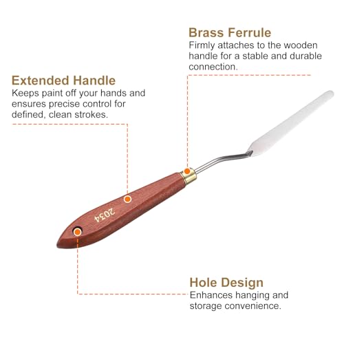 HARFINGTON Palette Knife Painting Tool 3.15" x 0.51" Stainless Steel Teardrop Blade 9.25" Length Spatula Painting Pallet Knives with Hole Beech Wood Handle for Oil Acrylic Canvas, Red/Silver - size: 9.25" x 0.51" x 3.15"