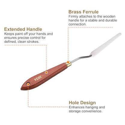HARFINGTON Palette Knife Painting Tool 3.15" x 0.51" Stainless Steel Teardrop Blade 9.25" Length Spatula Painting Pallet Knives with Hole Beech Wood Handle for Oil Acrylic Canvas, Red/Silver - size: 9.25" x 0.51" x 3.15"
