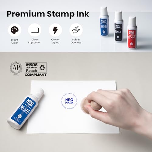 Stamp Ink, Quick-Drying Refill for Self-Inking Stamps, Blue 2oz | AP-Certified, Water-Based Ink, Smudge-Resistant, Clear Impressions, Precision Refill Tip, for Date Stamps & Stamp Pads - color: Blue, size: 2 fl oz