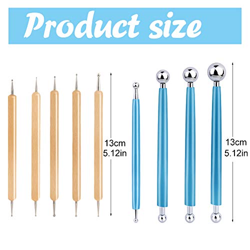 9 PCS Dotting Tools Ball Styluses with Box, Pen Dotting Tools Set for Rock Painting, Pottery Clay Modeling Embossing Nail Art - size: 9 PCS
