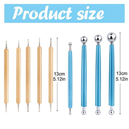 9 PCS Dotting Tools Ball Styluses with Box, Pen Dotting Tools Set for Rock Painting, Pottery Clay Modeling Embossing Nail Art - size: 9 PCS