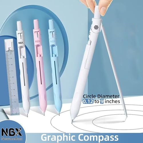 Cute Mechanical Pencil, Metal Grip, Refillable for School Supplies Kid Student Writing, Drafting Drawing Sketching, Mechanical Pencils Set with Lead Refills & Compass & Ruler & Eraser (White,1-PACK) - color: 1 Pack(White)