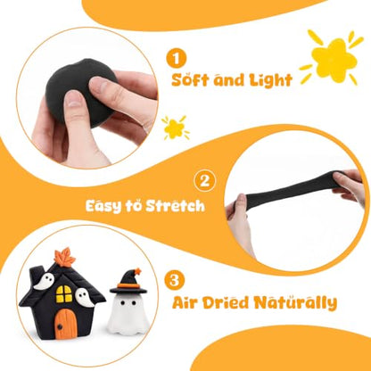WinnerWhy 144 Pcs Total 76oz Air Dry Clay Soft Non-Toxic Molding Clay for DIY Arts Craft Sculpting Molding Projects Rewards Supplies (Black) - color: Black