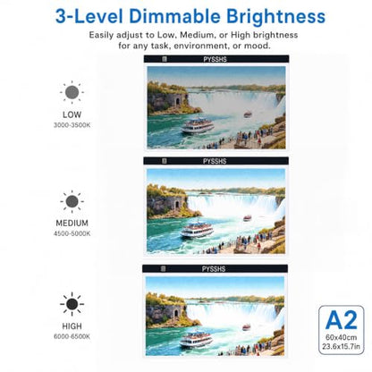 Large A2 LED Light Pad for Diamond Art Painting & Tracing, USB-Powered Light Board with 3 Brightness Levels - Includes Clips & Painting DIY Tools Kit - size: A2 (Light Pad)
