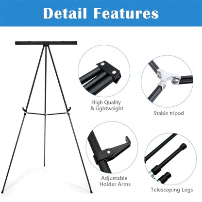 Falling in Art Aluminum Flip Chart Easel Stand, 63 1/2'', Black 10 Pack | Presentation Easel with Adjustable Floor for Boardroom, Whiteboard, Paper Pads, Signage - style: Black 10-Pack