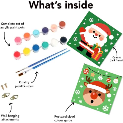 Mrnsiet 4 Pack Framed Paint by Numbers Kit for Kids, Christmas Easy Paint by Numbers for Kids Ages 8-12, DIY Acrylic Oil Painting Drawing Kit for Children Beginner 8x8 Inch - color: DKMT0991+DKMT0992+DKMT0993+DKMT0994-US