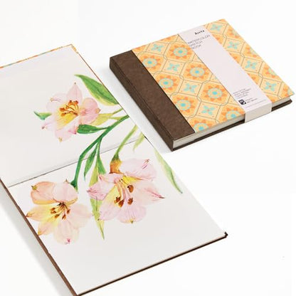 Arrtx Square Watercolor Sketchbook, 7.09" Cold Press | 140LB/300GSM, 100% Cotton, Hardcover, 24 Sheets. Ideal Travel Notebook for Artists, Adults, and Students - size: 7.09x7.09''