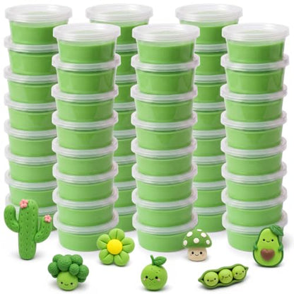 VioraWhite 48 Pcs Air Dry Clay Bulk 1.6lb Modeling Clay Kit,Light Green | Soft & Stretchable, Magic Foam for Kids, DIY Molding, Arts & Crafts, Boys Girls Party Favors, Cosplay Sculpting Supplies - color: Light Green