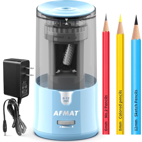 AFMAT Electric Pencil Sharpener, Plug-in Pencil Sharpener for 6-12mm Pencil - color: Cyan
