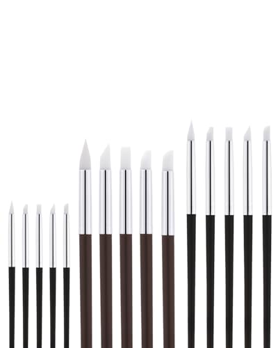 EORTA 15 Pack Silicone Paint Brushes for Crafts, 5 Shapes Head, Rubber Paint Pens for Sculpting Pottery Handicraft Nail Art Artwork Gouache Acrylic Paints, 0.11inch, 0.20inch, 0.31inch