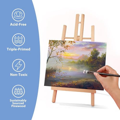 ESRICH Stretched Canvases for Painting 8x10, 60 Pack 8x10 Canvases for Painting,Primed Acid-Free Cotton Blank Canvas, Paint Canvases for Oil & Acrylic Paint. - size: 8x10in-60Pack