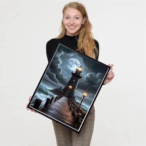 Lighthouse Diamond Art Kits for Adults Diamond Painting Kits for Adults | Landscape 5D Diamond Dots Gem Art Crafts with Tools,Round Full Drill Funny Crafts for Home Wall Decor&Gift-12x16inch - color: DP03890, size: Round diamond painting