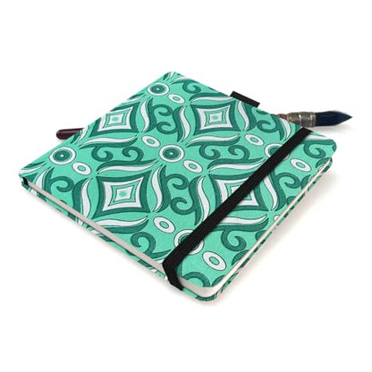 5x5" Watercolor Sketchbook,Mixed Media Pad,Travel Portable Drawing Journal | 140LB/300gsm 20Sheets/40Pages Watercolor Paper,Cold Press,Cloth Fabric Hardcover,Sewing Binding,Lay-Flat.Green Blocks - color: 300gsm-Green Blocks