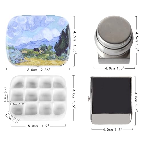 Portable Travel Watercolor Palette, Mini Metal Tin Box,12-Well Empty Tins - color: Outdoor Painting Set-wheat Field
