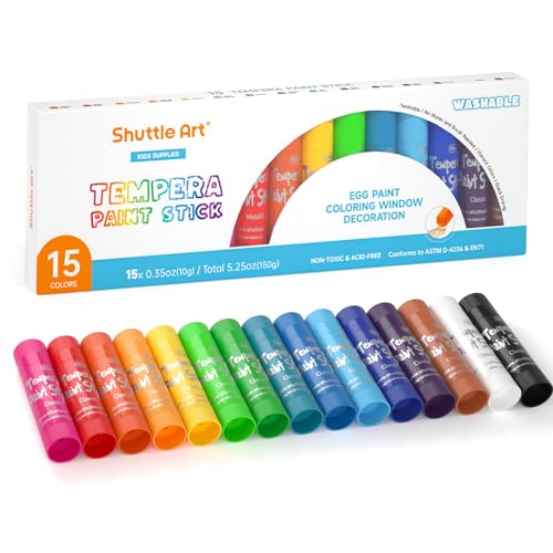 Tempera Paint Sticks, 15 Colors Solid Tempera Paint for Kids, Super Quick-drying, Washable, Works Great on Paper Wood Glass Ceramic Canvas - color: 15 COlors