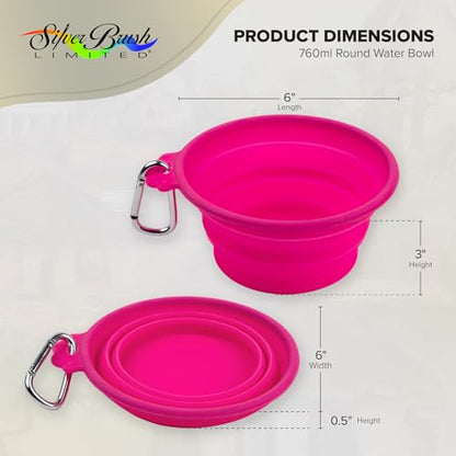 Silver Brush Limited Silver Essentials Paintbrush Water Bowl, 760ml/25.7oz | 2 Pack, Watercolor, Watermedia, Round, Reusable Artist Water Cup, Collapsible, With Carabiner Clip, Leak-proof, Silicone - size: 760ml