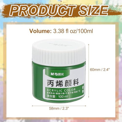 PATIKIL M&G Acrylic Paint, 3.38 Fl Oz(100ml) Matte Finish Rich Pigments Waterproof Art Painting Supplies for Fabric Canvas Wood Leather Stone Cloth, Green - color: Green