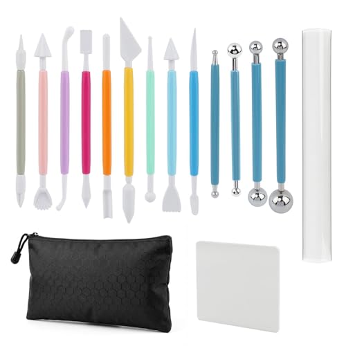 16PCS Clay Sculpting Tools Set with Roller & Storage Bag