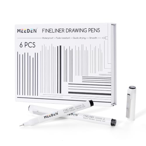 MEEDEN Micro Fineliner Drawing Pens: 0.2mm Needle Nib, 6 Pack, Black Ink | Waterproof archival ink for technical drawing, sketching, outlining, illustration, manga, and journaling - style: 0.2mm Needle Nib