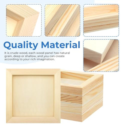FSWCCK 5 Pack 6 x 6 inch Wood Panel Boards, Unfinished Wood Canvas Panels for Crafts, Painting Canvas, DIY Art Projects, Pouring, Arts Use with Oils, Acrylics - size: 6"X 6" 5 Pack