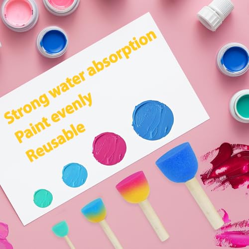 MAQIHAN 32 Round Sponge Paint Brush - Circle Foam Paint Brushes (4 Sizes) | Paint Sponges, Crafting Tools Supplies for Stencils Painting, Acrylic Painting, Dot Painting