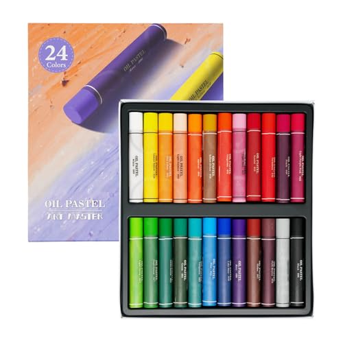 Oil Pastels Set, Soft Round Oil Pastel Crayons for Students & Artists, Drawing, Sketching, Blending & School Art Supplies (24 Colors) - color: 24 Colors