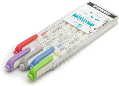 Zebra Pen MILDLINER No Bleed Highlighter, Cool and Refined, Dual Tip, 5-Pk - color: Cool and Refined A