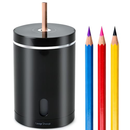 Fully Automatic Electric Pencil Sharpener, Rechargeable | Auto In and Out, Hands-Free for Standard 6-8mm Pencils, Perfect for Classroom and Home Use (Black and Silver) - color: Black & Silver