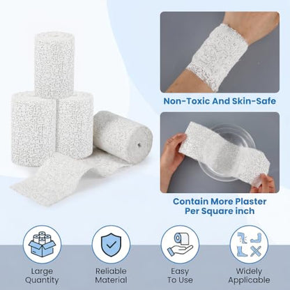 10 Pack Plaster Cloth Gauze Bandages Rolls, Plaster Strips Bulk for Art Craft Body Molds Mask Making Scenery Construction Sculptures Belly Casting, Plaster Cloth Rolls Each 5 Yards