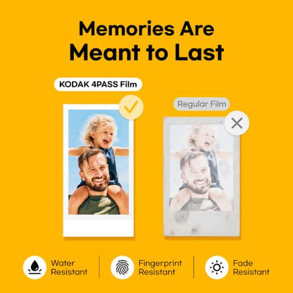 KODAK Mini 2 Retro 2x3 Portable Photo Printer, 4PASS, 38 Sheets, Black | Bluetooth, iPhone & Android Smartphone Compatible, Smudge-Proof, Water-Resistant, Fade-Resistant - color: Black, size: Printer + 38 Sheets