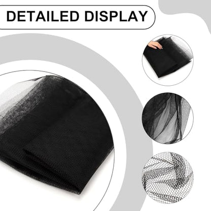 59" x 72"(2 Yards) Black Mesh Fabric | Slightly Stretchy for Sewing Projects, Backpack Pocket and Straps, Netting Clothes and Shopping Bag - color: Black