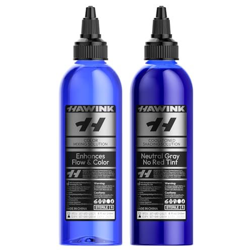 Tattoo Ink Color Mixing Solution, 2PCS Cool-Toned Shading Solution 8OZ and Color Mixing Solution 8OZ Premium Shading Solution TS701-240KIT