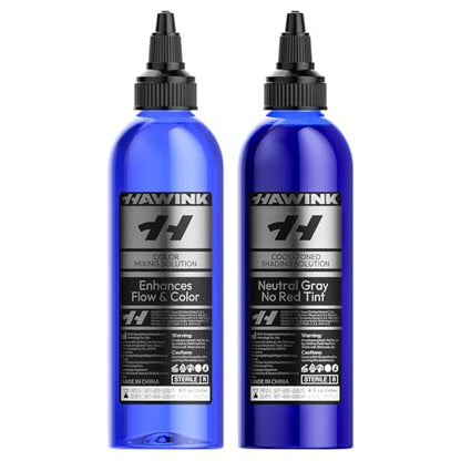 Tattoo Ink Color Mixing Solution, 2PCS Cool-Toned Shading Solution 8OZ and Color Mixing Solution 8OZ Premium Shading Solution TS701-240KIT