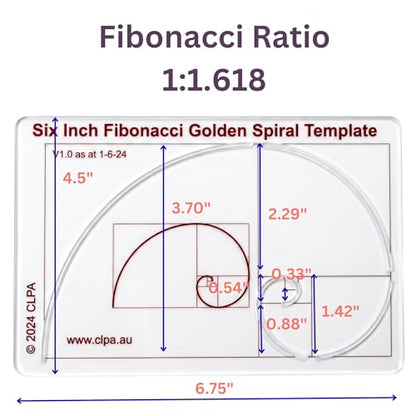Fibonacci 6" 2-Piece Drawing Template Set, Golden Ratio Stencils - style: Set - 6" Square/Spiral
