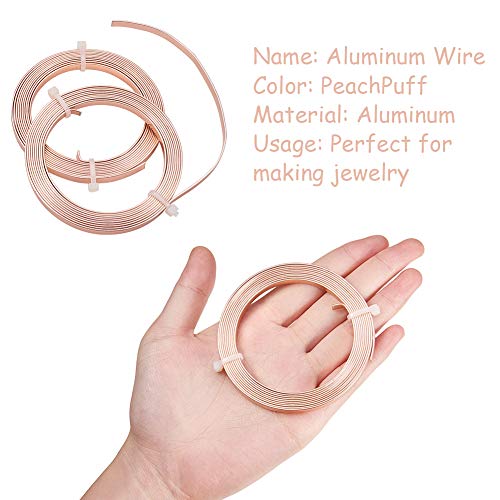 Fashewelry 5mm Aluminum Flat Wire Rose Gold Bendable Metal Craft Wire 6.56Ft x 5 Rolls for Bezel Sculpting Armature Jewelry Making Gem Metal Wrap Total 32.8 Feet - color: Flat-5mm-PeachPuff