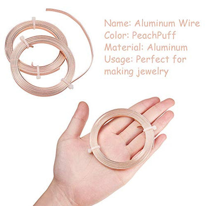 Fashewelry 5mm Aluminum Flat Wire Rose Gold Bendable Metal Craft Wire 6.56Ft x 5 Rolls for Bezel Sculpting Armature Jewelry Making Gem Metal Wrap Total 32.8 Feet - color: Flat-5mm-PeachPuff