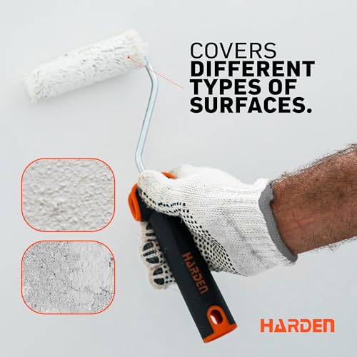 Harden Professional 4 inches 7-Piece Paint Roller Brush Set – Includes Foam & Polyester Acrylic Rollers, Silver Paint Trap, TPR Handle – Ideal for Smooth Finishes on All Paint Types