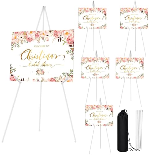 JEAWIWI 6 Pcs Lightweight Easel Stand, 66 Inch, White, with Portable Bags | Adjustable Metal Folding Easel Stand, for Display Show, Arts, Poster, Wedding Sign, for Home & Office Use - color: White, size: 6 PCS