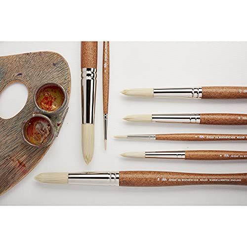 Winsor & Newton Artists' Oil Synthetic Brush, Fan #6 | Synthetic Flagged Bristles, Excellent Color Carrying Capacity, Handmade in England, For Oil Paint - style: Fan #6