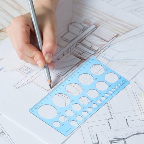 Circle Template Circle Stencil Circle Template for Drawing Circle Stencils Geometric Stencils Round Drawing Templates Plastic Transparent Ruler for School Office Supplies 2pcs